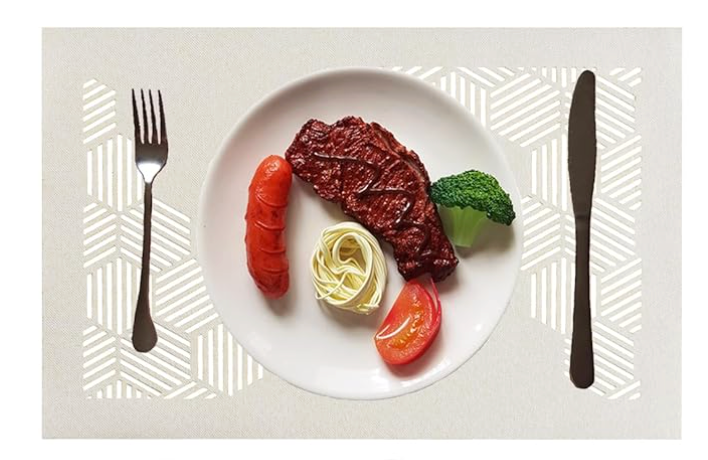 Cloth Placemats Set of 1 for Dining Table, Decorative Placemats with Hollow Design Table Cloth Set, Table Mats for Dining Table 12"x18" Cream