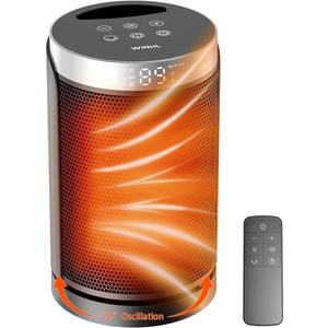 Space Heater, WINHL Small Portable Electric Heaters for Indoor Use with Thermostat and Remote  1500W PTC, 120 V, Ceramic Fast Safety Heat for Office Bedroom Home