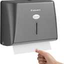 Paper Towel Dispenser Wall Mount - Adhesive Hand Towel Dispenser for Bathroom, Multi-fold/Trifold/Z Fold, 210 Sheets Large Capacity for Compact Home, Apartment & RV