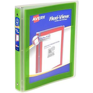 Avery Flexi-View 3 Ring Binder, 1 Inch Round Rings, 1 Chartreuse Green Binder (17608)
