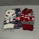 3Pcs Christmas Dog Sweater Costume Xmas Cat Knitwear Clothes Navy Blue White and Christmas Red Sweaters with Reindeers Snowflakes Pattern for Kitten Cat Puppy Dog , 8"
