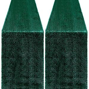 2 Packs 12 x 72 inches Sequin Table Runner, Hunter Green Glitter Table Runner for Birthday Party Supplies Wedding Engagement Baby Shower Holiday Celebration Event Decorations