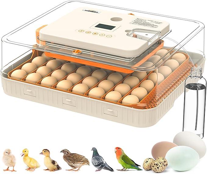 Incubators for Hatching Eggs with Automatic Egg Turning and Humidity Control, 56 Eggs Incubator, Auto Temperature Control, LED Egg Candler, Hatch Day Count, for Chicken, Duck, Goose, Quail, Parrot