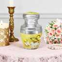 M MEILINXU Small Urn for Ashes for Women or Man, Keepsake Urns for Human Ashes Female & Male, Mini Decorative Urns, Miniature Cremation Container, Yellow Butterfly and Flowers - Little Urn