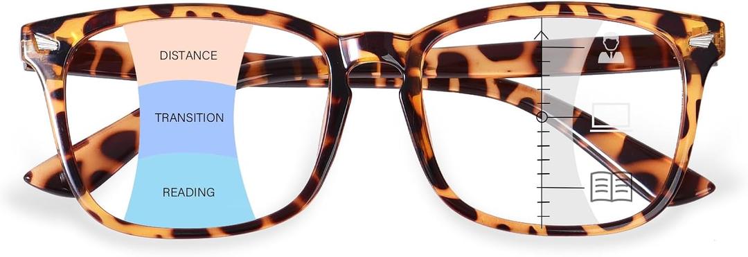 OPTOFENDY Progressive Multifocal Reading Glasses for Women Men, Anti Glare/Eyestrain Blue Light Blocking Computer Readers (Tortoiseshell)