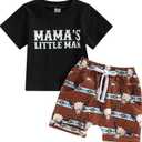 Gueuusu Western Baby Boy Summer Clothes Cow Print Short Sleeve T-Shirt Casual Jogger Shorts Toddler Cowboy Outfit 12-18M