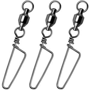 Alwonder Fishing Snap Swivels, High Strength Ball Bearing Swivel with Stainless Steel Coastlock Snap 26-503LB, Black Nickel Coating Corrosion Resistance Freshwater Saltwater Fishing Snaps Swivels