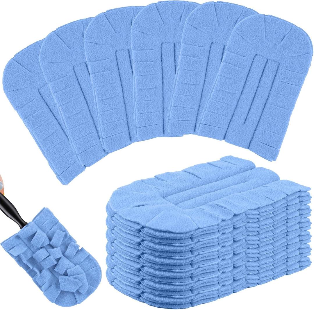 Zubebe 12 Pcs Duster Refill Reusable Fleece Duster Refills Feather Flat Dusters Multi Surface Washable Cleaning Pads Tools for Home, Blinds, Car, Pet, Furniture, Fans (Blue)