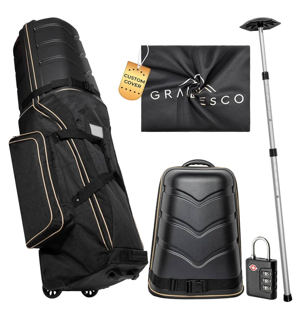 Hard Case Top 1680D Heavy Duty Oxford Fabric Travel Bag for Airlines with Wheels – Includes Custom Cover, Support Rod and TSA Lock. Excellent Protection, Foldable, Lightweight and Durable
