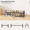 STO STO Expandable Shoe Organizer, 1-Tier Metal Shoe Rack for Closet, Up to 8 Pairs Adjustable Storage for Front Door Entrance, Free Standing Organizer for Entryway, Black
