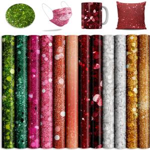 Sublimation Transfer Sheets for Heat Press Machine,12x12 Inch Blue Black Green Purple Sublimation Transfer Paper for Heat Press Machine, 10 Sheets (Glitter-3)