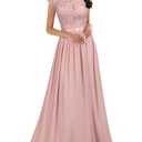 Miusol Women's Formal Floral Lace Evening Party Maxi Dress Pink 14Y