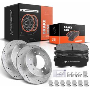 A-Premium 12.28 inch(311.92 mm) Rear Drilled and Slotted Disc Brake Rotors + Ceramic Pads Kit Compatible with Select Toyota and Lexus Models - 4Runner/GX470 2003-2009, FJ Cruiser, Sequoia, 6-PC Set
