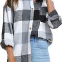 QIXING Womens Corduroy Button Down Shirt Casual Oversized Long Sleeve Blouses Tops (XXL)