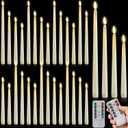Rossesay 28 Pcs Flameless Taper Candles with Timer Remote 4 Sizes of 8.5", 9.6", 10.83", 12.8" LED Flickering Taper Candles Battery Operated for Valentine's Day Church Wedding Home Decor (Warm White)