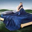 Weighted Blanket King Size 25lbs(88''x104'', Dual-Sided), Reversible King Weighted Blanket with Cozy Warm Velvet & Cooling Tencel Fabric for Adults & Couple All Season - Carry Bag Included, Navy Blue