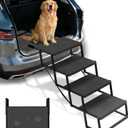 Dog Steps for Car, Truck, SUV, Dog Stairs for Car with Upgraded Non-Slip Surface, Foldable Dog Ramp for Car, Pet Stairs for Large Dogs, 4 Steps