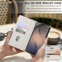 Crossbody Wallet Case for Samsung Galaxy S26 Ultra with Mirror, Wrist Strap, Zipper Purse Magnetic Flip, RFID Blocking Card Holder, PU Leather Shockproof Women (White)