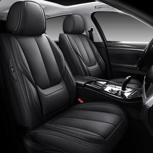 MINGBRON Seat Covers, Car Seat Covers Front Seats, Car Seat Cover, Car Seat Protector Waterproof, Car Seat Cushion Nappa Leather, Black Seat Covers Carseat Cover Universal Fit for Most Cars