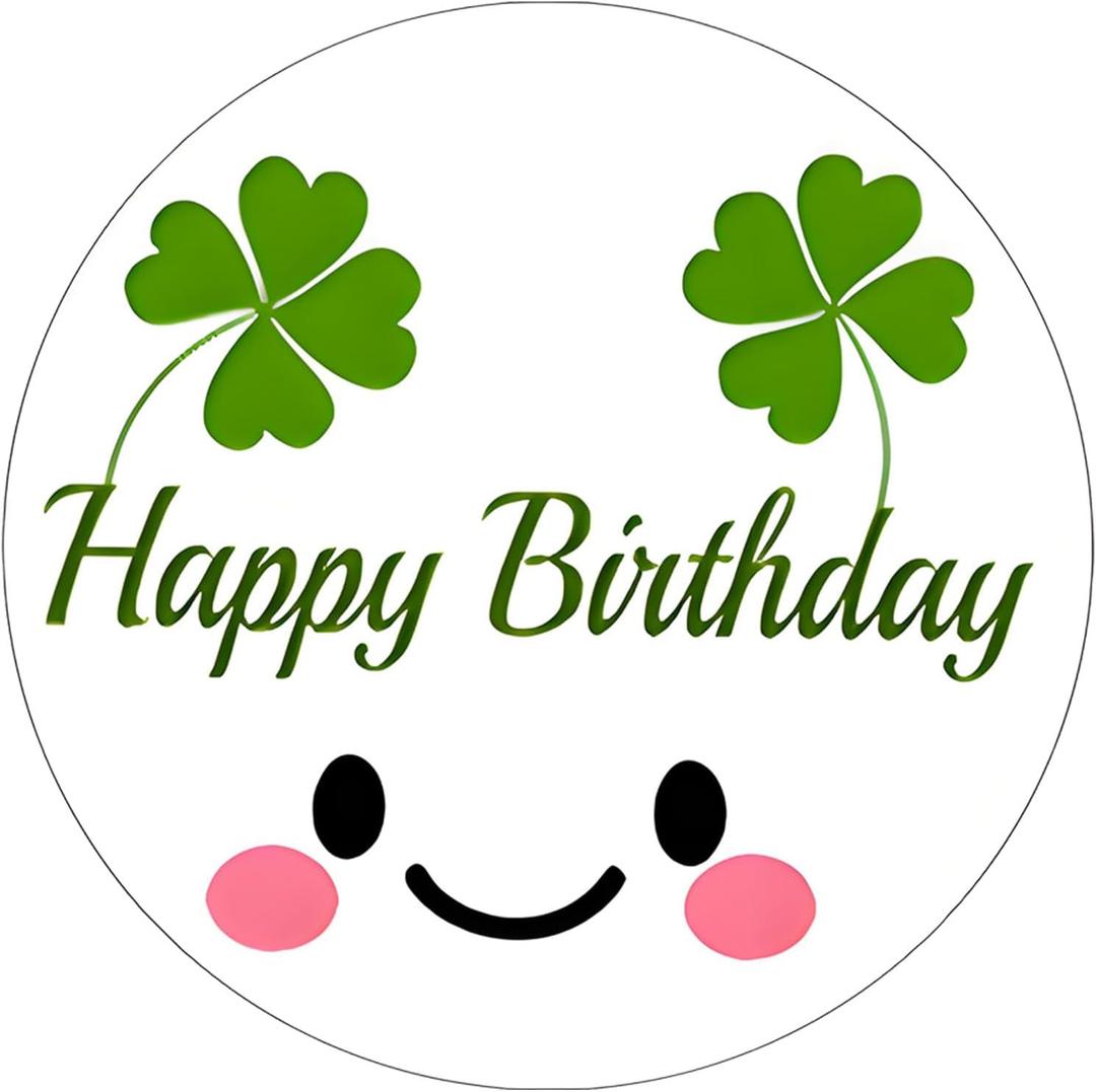 Cute Happy Birthday Stickers Lucky Smile 1.5" 1000 PCS Round Labels for Party, Holiday Decorative Envelope Sealing,Gift Packing, Baby Shower