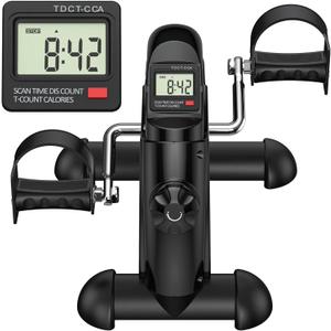 Mini Exercise Bike, Under Desk Bike Pedal Exerciser for Arm/Leg Exercise, Adjustable Resistance with LCD Screen Display for Home/Office Workout (VC-BLACK)