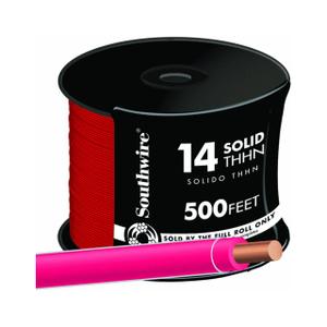Building Wire,14AWG,THHN,SLD,Red,500ft