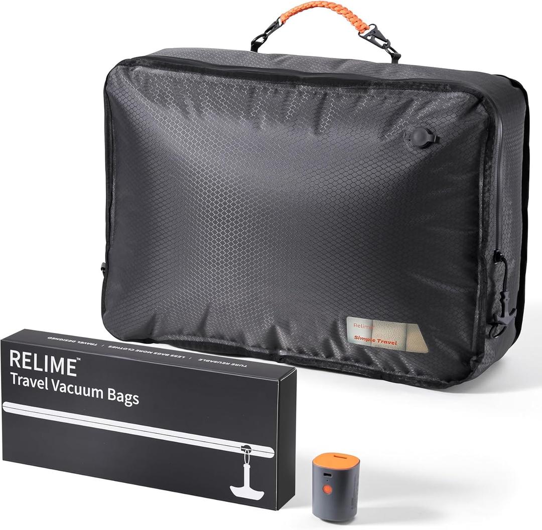 Apex Series Vacuum Bags for Travel Luggage, 180 Open, Reusable Compression Bags for travel Pack, Vacuum Seal Packing Cube for Cloth (1Large+Pump)