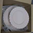 YOUBET 100PCS Pink Scalloped Plastic Plates for Wedding Party