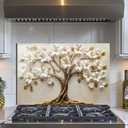 Evgosm Tempered Glass Backsplash for KitchenFlowers Stove Splashback, Glass Backsplash, Easy to Install and Clean, Used for Kitchen Wall Protection and Decoration. (30x20'')