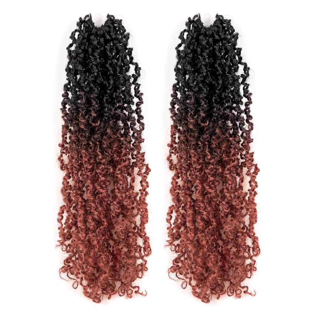 Toyotress Yanky Twist Crochet Hair - 16 Inch 2 Packs (30 Strands/Pcs) Fluffy Spring Mini Twist Passion Twist, Ombre Ginger Pre-Looped Crochet Braids Braiding Hair (16 Inch, OT350-2P)