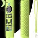 6.2 Inch Silicone Cover for 2023 Fire TV Stick 4K Max 2nd/Fir TV Omni Series/FireTV 4-Series Remote,Toshiba/Insignia FirTV Remote Cover with Lanyard(Glow Green)
