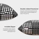 6 x JELLYMONI Pack of 2 Decorative Plaid Linen Throw Pillow Covers Farmhouse Christmas Pillowcovers Rustic Woven Textured Boho Pillowcase for Sofa Couch Bed (Black, 16x16in)