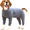 Dog Recovery Suit Abdominal Wound After Surgery Wear Prevent Licking Wounds E-Collar & Cone Alternatives Postoperative Shirt Dog Pajamas Long Sleeve Prevent Shedding (Medium, Grey)