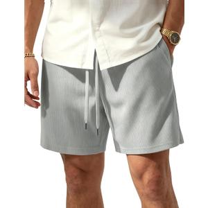 TACVASEN Men's Corduroy Casual Shorts 6" Inseam for Summer Beach Vacation | elastic waist,drawstring,pockets,corduroy texture,casual fit 6 inch inseam,lightweight shorts for summer beach,soft lounging XL