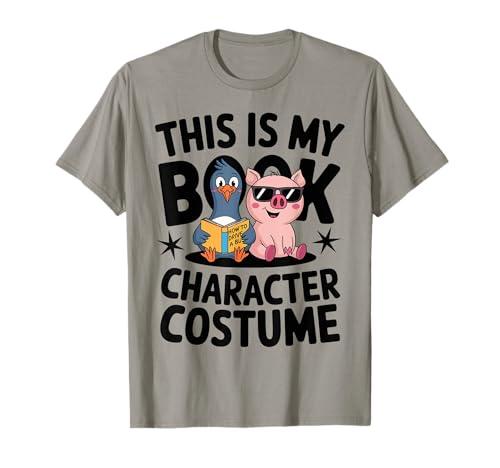 This is My Book Character Costume Penguin Pig T-Shirt (Slate Gray, XS)