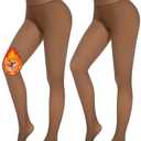 NEW YOUNG Fleece Lined Tights Women - Fake Translucent Warm Pantyhose Leggings Thick Thermal Tights for Winter S-M