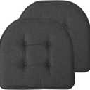 Sweet Home Collection Chair Cushion Memory Foam Pads Tufted Slip Non Skid Rubber Back U-Shaped 17" x 16" Seat Cover, 2 Count (Pack of 1), Charcoal