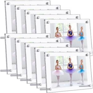 10 Clear Acrylic Picture Frames - Double Sided, Freestanding Floating Frames for Bedroom, Living Room, Home Office - 6 x 4 Inch