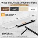 36"x6.8"x1.2" Solid Wood Floating Shelves 2-Pack - Rustic White Finish with Hidden Brackets, Perfect for Storage and Décor in Living Room, Kitchen, Bedroom, 36"-Set of 2