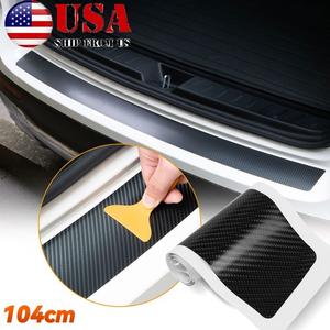 Car Rear Sill Boot Bumper Plate Protector Trim Strip Cover Guard Carbon Fiber 4D