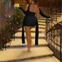 Sexy Strapless Tube Top Mesh Mini Dress for Women Bodycon Ruched Ribbons Birthday Date Night Dresses (Black, M)