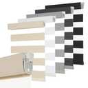 Persilux No Drill No Tool Custom Size Zebra Blind Dual Layer Privacy for Day and Night Window Blinds Light Filtering Cordless Windows Shades for Windows,Easy to Install Thermal Insulated Blinds,Beige 46"W