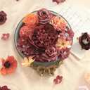 Floroom Mini Artificial Flower Heads Burnt Orange & Burgundy Fake Peony Daisy Rose Multicolor Small Faux Silk Flower Heads for Cake Craft Garland Wedding Party Graduation Cap DIY Home Decoration
