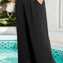 Lastshe Plus Size Pants for Women Wide Leg Elastic High Waist Work Casual Slacks Pull on Palazzo Trousers Spring Clothes (Black, XXXL)