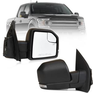 MITZONE F150 Passenger Side Mirror compatible with 2015-2020 Ford F-150 with Blind Spot Glass Power Turn Signal Light Power Heated 6-Pin, Textured Black, Right Side