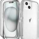 JGS for iPhone 15 Case 6.1", Military Grade 3 in 1 Heavy Duty Shockproof/Drop Proof Case with 2 PCS Tempered Glass Screen Protector (Crystal Clear)
