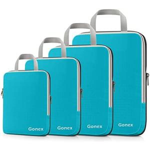 Gonex Compression Packing Cubes, 3pcs/4pcs Expandable Storage Travel Luggage Bags Organizers