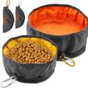 LumoLeaf Collapsible Dog Travel Bowl, 2 Packs Large 68oz/80oz Lightweight Foldable Bowl, Water and Food Bowls for Pets Dogs with Zipper (8+10 Cups) (Orange and Yellow)