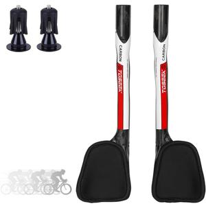 Bicycle TT Rest Bar 12K Glossy Full High Carbon Fiber TT Bar Aero Bars Tri Bars Cycling Arm Rest Put bar for Road MTB Bike 31.8mm Clamps - Red