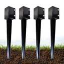ARIFARO 4x4 Fence Post Anchor Ground Spike, 24 Inch Heavy Duty Powder Coated Metal Post Anchor for Mailbox, Fence & Garden Posts, Fits 3.5" x 3.5" Actual Post, Black, Pack of 4